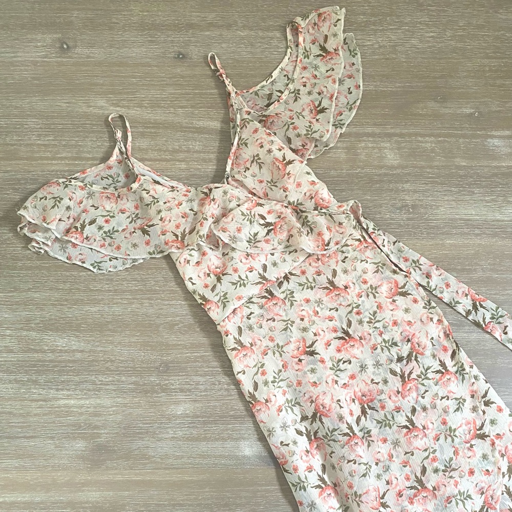 Floral Off Shoulder Midi Dress